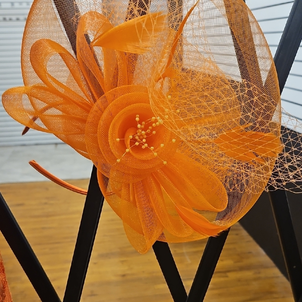 Elegant Orange Fascinator Hat